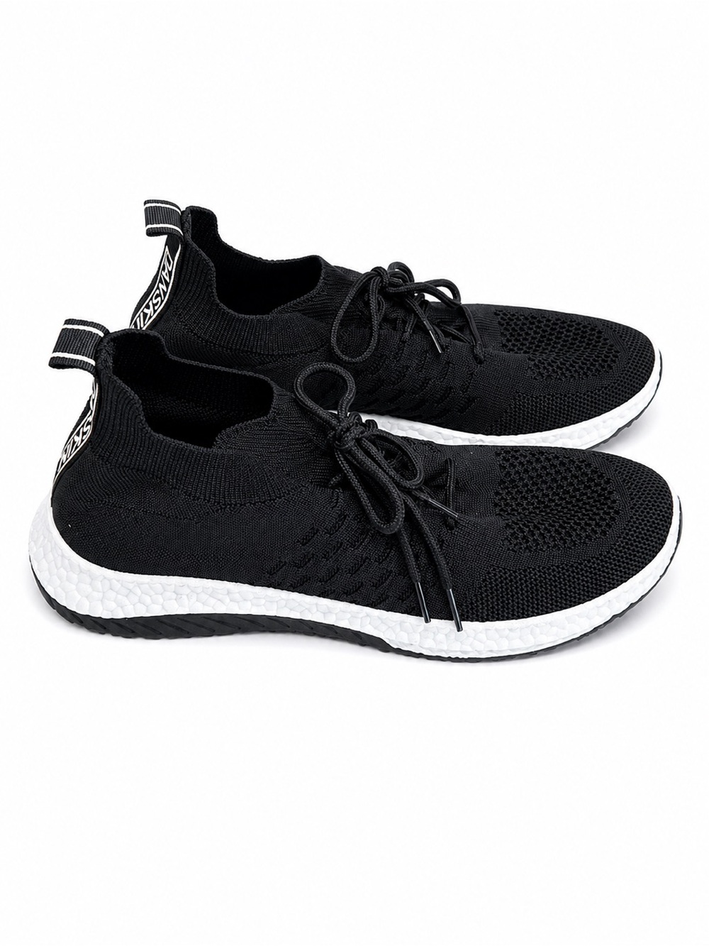 Danskin Black Sock Knit Lace-Up Athletic Sneakers size 8
